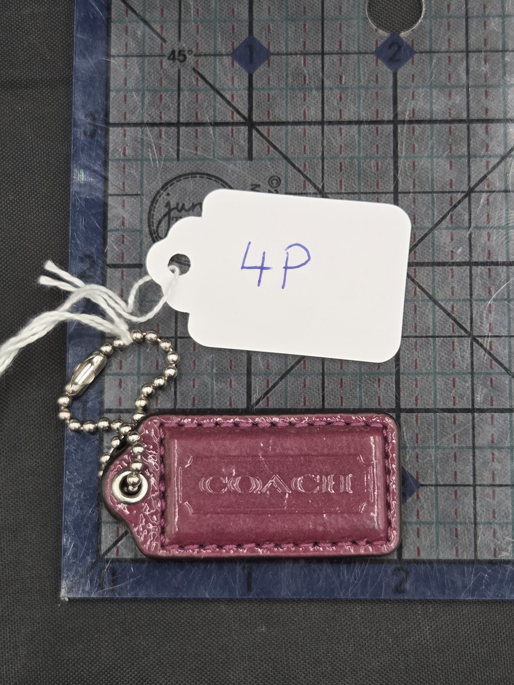 Coach Purple Patent Leather Logo Keychain Tag